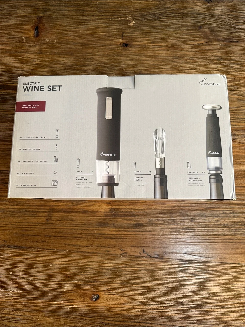 Rabbit Electric Wine Set - Black and Silver